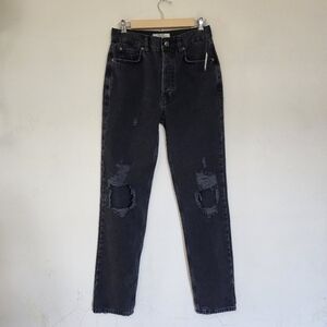 We The Free High-Rise Distressed Button-fly Jeans in Black size 25 NWT